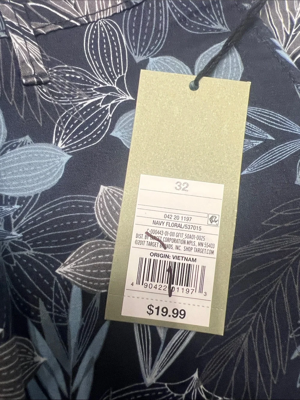 Goodfellow & Co Black Floral Leaf Print Hybrid Shorts